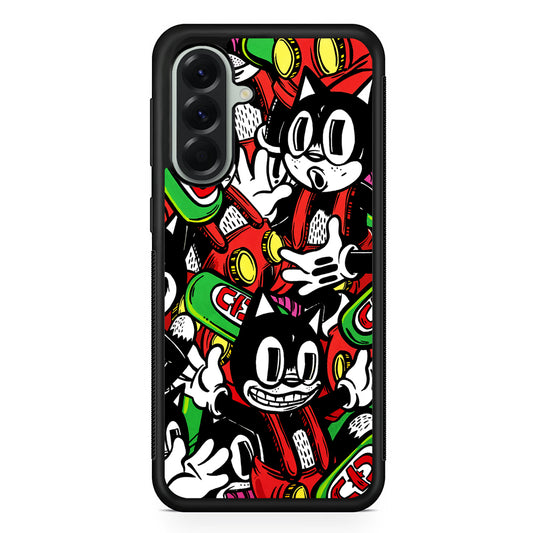 Felix The Cat Club Party Samsung Galaxy A56 Case | Samsung Galaxy A56 Protective Rubber Case
