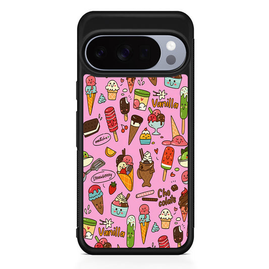 Ice Cream Doodle Cartoon Google Pixel 10 Pro Case | Slim Google Pixel 10 Pro Rubber Case