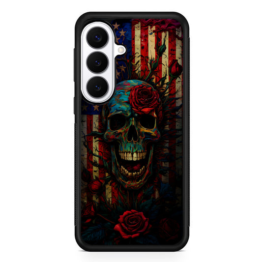 American Flag Skulls and Flower Samsung Galaxy S26 Plus Case | Slim Protective Cover for Samsung Galaxy S26 Plus