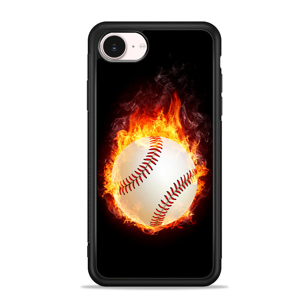 Baseball Ball on Fire iPhone 17e Case - Silicone Case