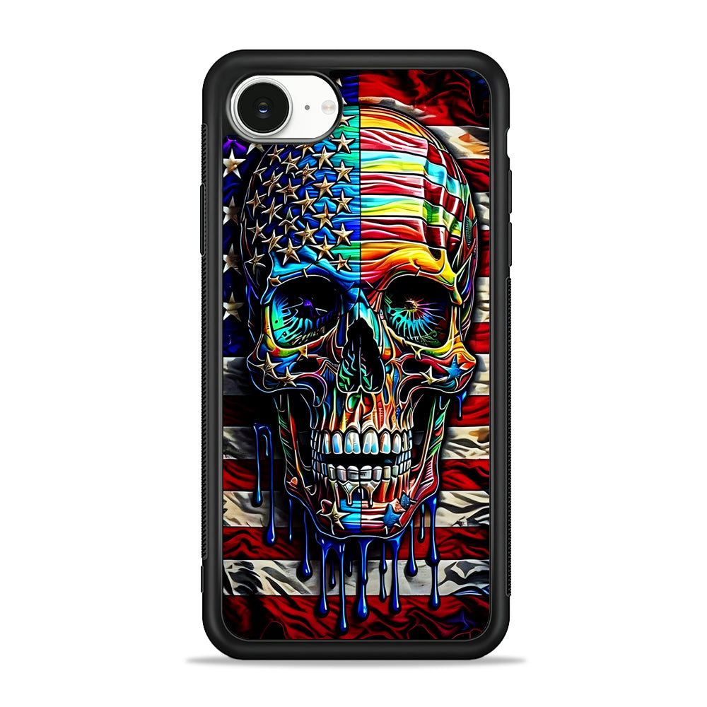 American Flag with Face Skulls iPhone 16e Case | Protective Phone Cover