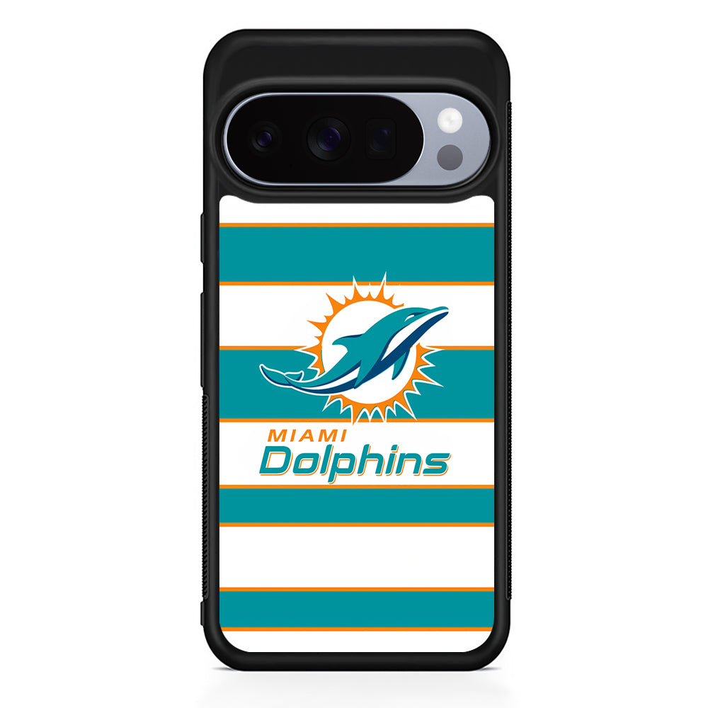 NFL Miami Dolphins White Stripe Google Pixel 10 Pro Case | Google Pixel 10 Rubber Protective Case