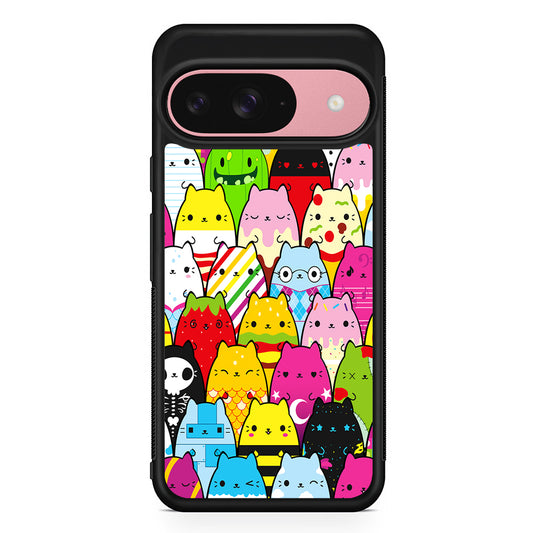 Various Cats Cartoon Google Pixel 9 Case | Google Pixel 9 Protective Rubber Case
