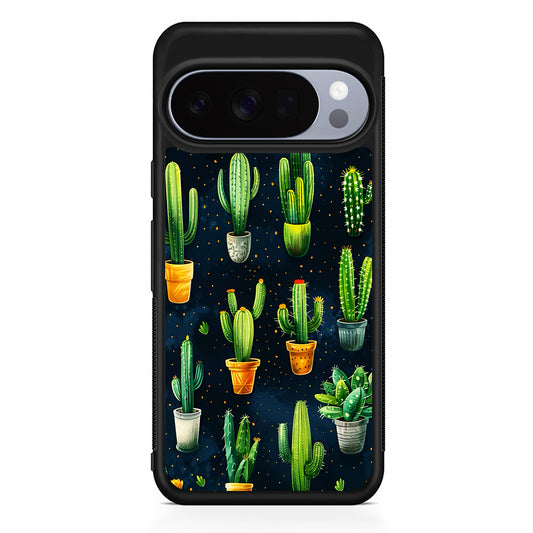 A Collection of Cactus in Pots Google Pixel 10 Pro Case | Slim Google Pixel 10 Pro Rubber Case