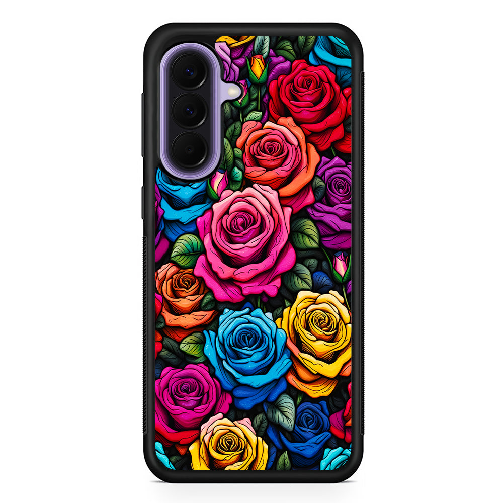 Colourful Roses Flowers Aesthetic Samsung Galaxy A57 Case | Slim Samsung Galaxy A57 Rubber Case
