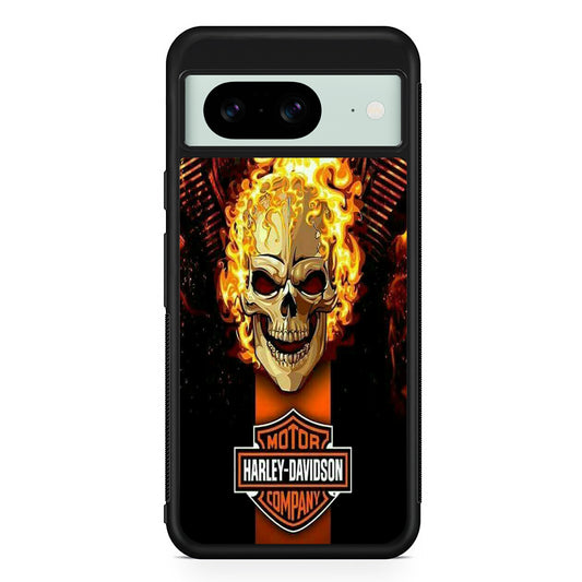 Harley Davidson Skull Fire Google Pixel 8 Case | Slim Rubber Case for Google Pixel 8