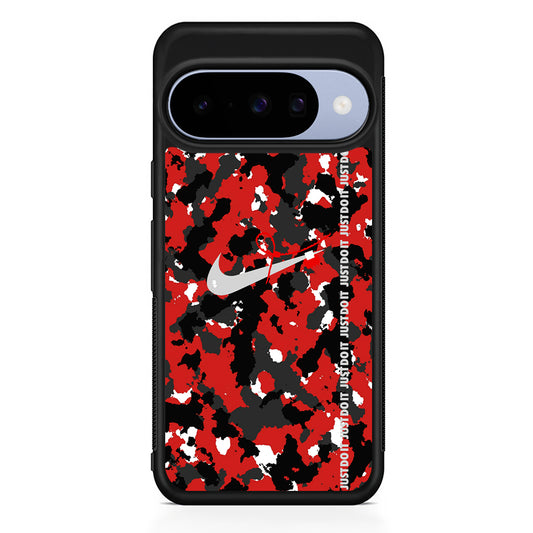 Nike Red Splash Camouflage Google Pixel 10 Case | Google Pixel 10 Rubber Protective Case