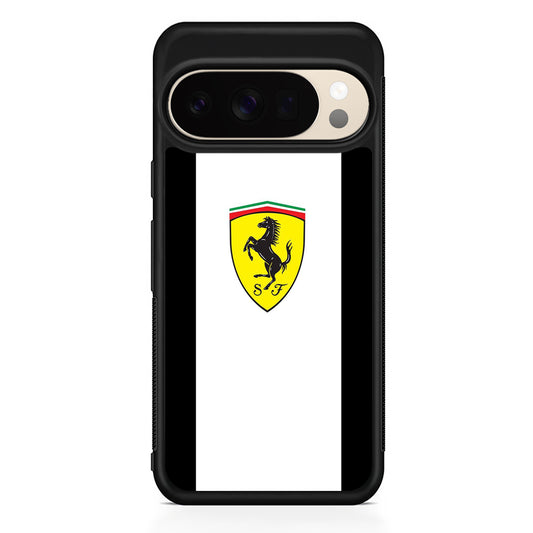 Ferrari White Stripe Emblem Google Pixel 10 Pro XL Case | Slim Google Pixel 10 Pro XL Protective Case