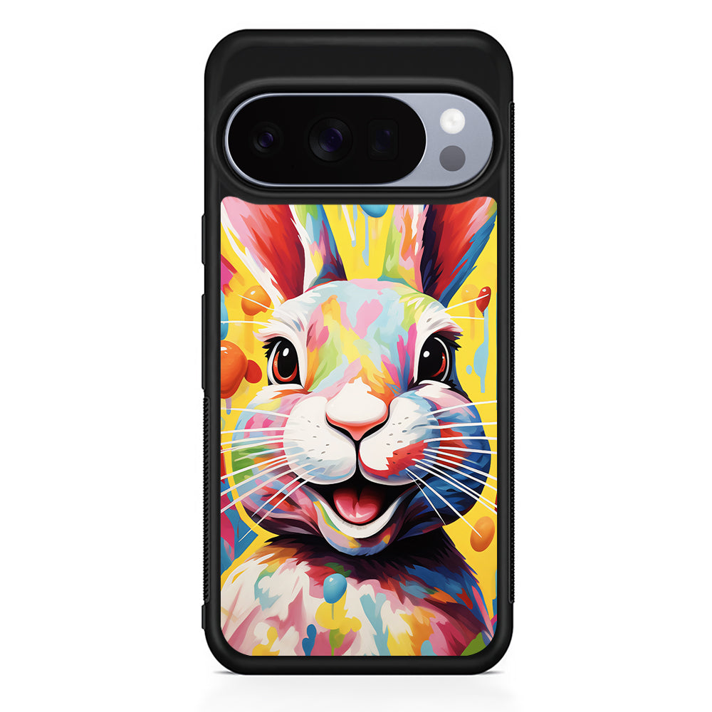 Happy Rabbit Painting Google Pixel 10 Pro Case | Google Pixel 10 Rubber Protective Case