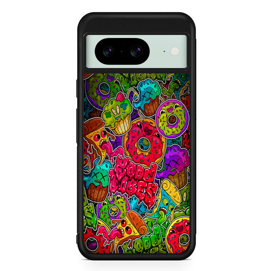 Colorful Scary Food Doodle Google Pixel 8 Case | Durable Protective Cover for Google Pixel 8