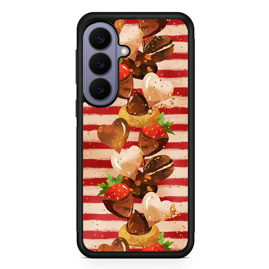 Strawberry in Chocolate and Cookie Samsung Galaxy S26 Case | Durable Rubber Case for Samsung Galaxy S26