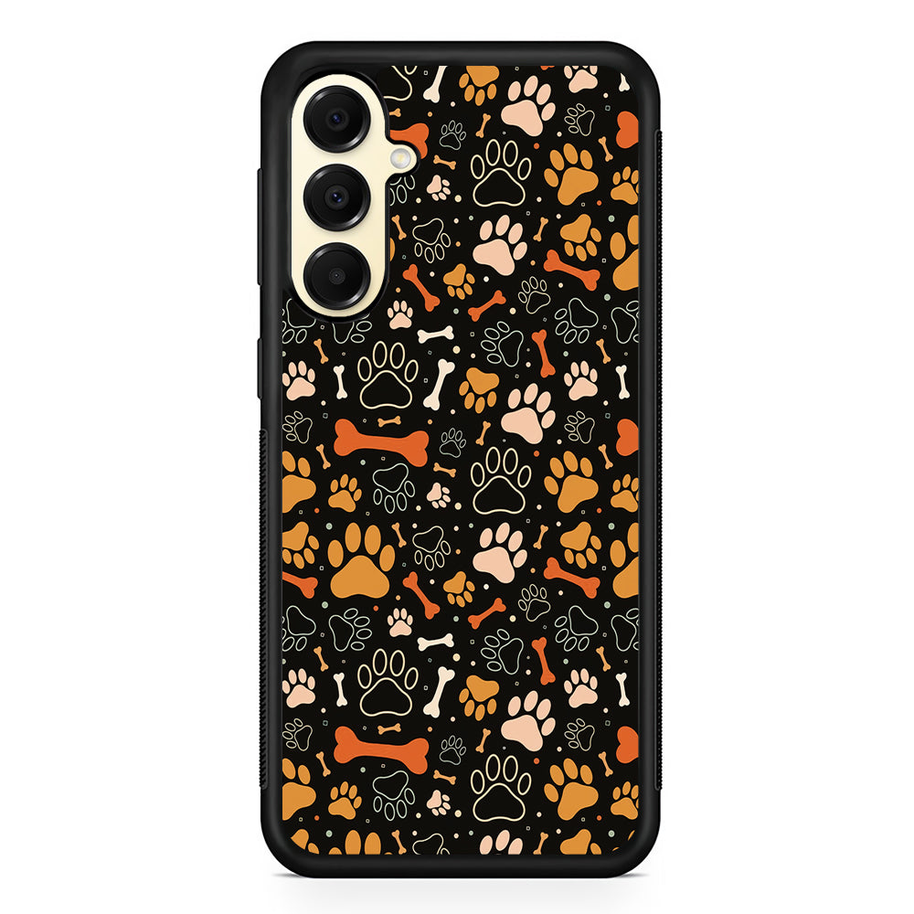 Dog Footprints and Bones Samsung Galaxy A16 Case | Slim Rubber Samsung Galaxy A16 Case