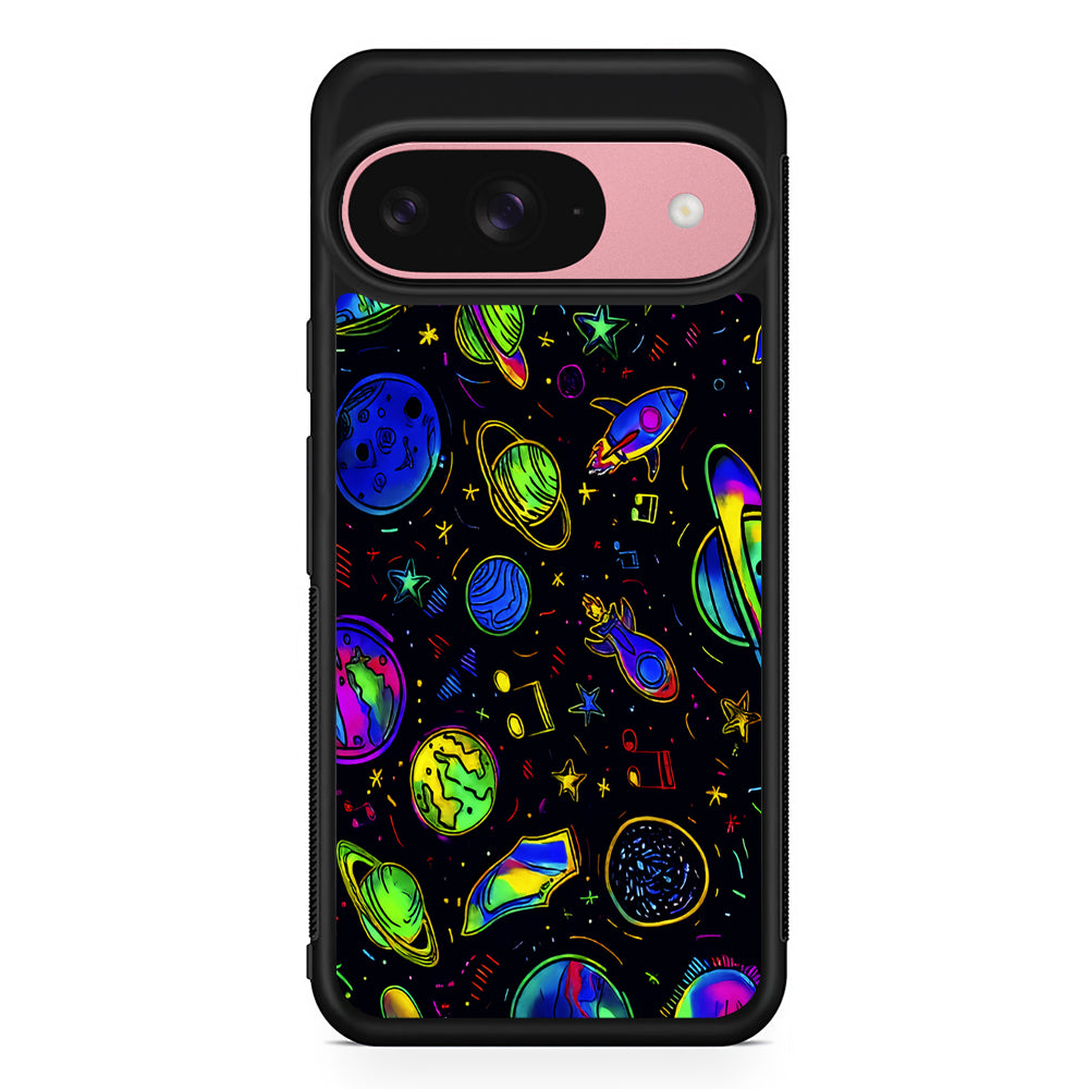 Space Planets and Spaceships Google Pixel 9 Case | Google Pixel 9 Protective Rubber Case
