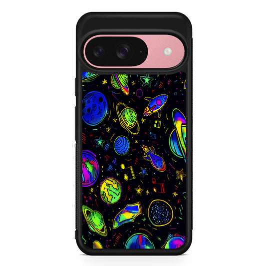 Space Planets and Spaceships Google Pixel 9 Case | Google Pixel 9 Protective Rubber Case