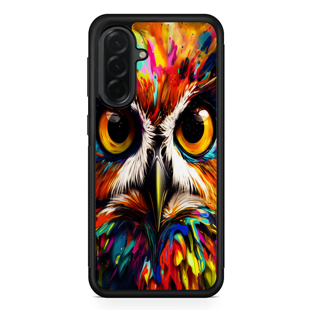 Colorful Owl Face Samsung Galaxy A36 Case | Protective Rubber Cover