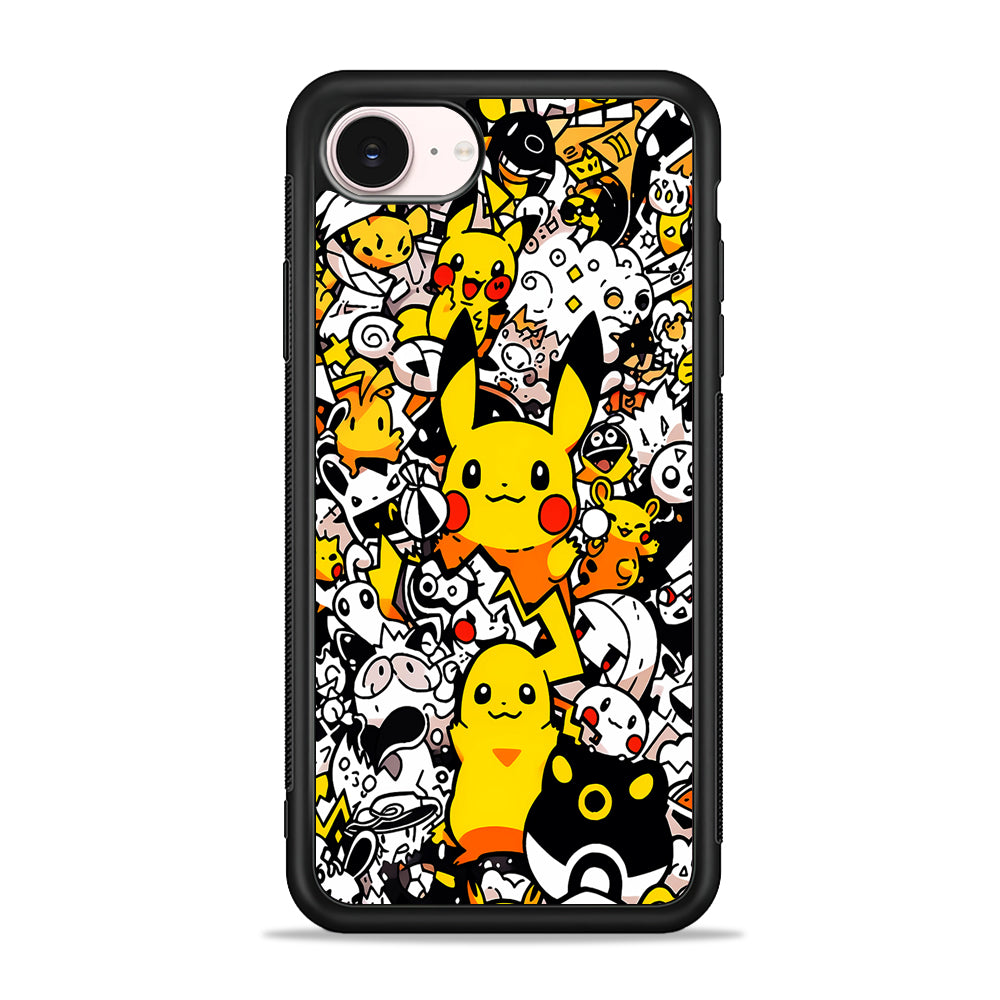 Pokemon Pikachu Doodle iPhone 17e Case - Silicone Case