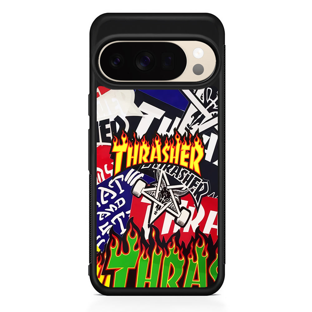 Thrasher Sticker Flat Google Pixel 10 Pro XL Case | Durable Google Pixel 10 Pro XL Cover