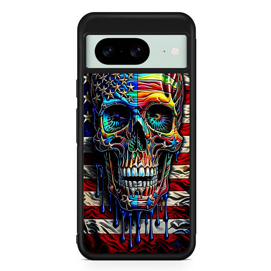 American Flag with Face Skulls Google Pixel 8 Case | Durable Protective Cover for Google Pixel 8