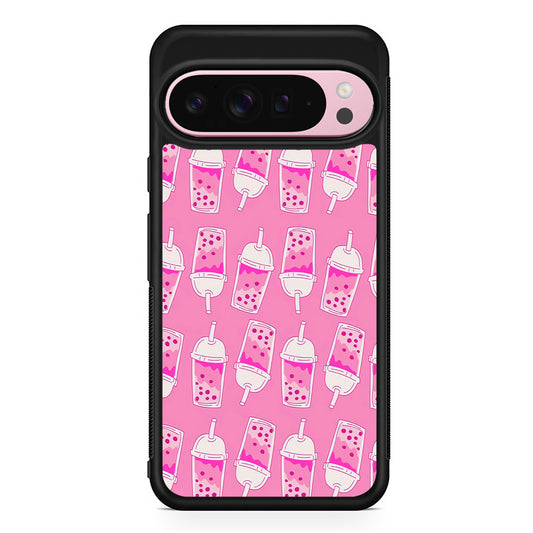 Bubble Tea Pink Pattern Google Pixel 9 Pro XL Case | Protective Cover