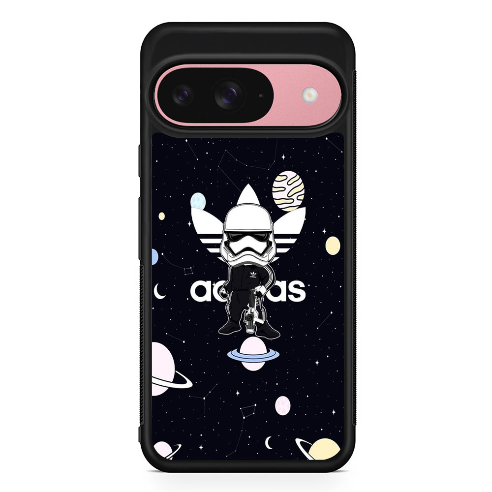 Adidas Stormtrooper Galaxy Google Pixel 9 Case | Google Pixel 9 Protective Rubber Case