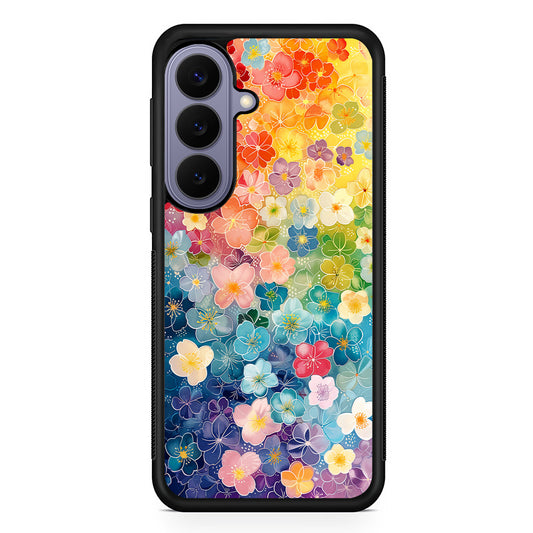 Artistic Rainbow Flower Pattern Samsung Galaxy S26 Case | Durable Rubber Case for Samsung Galaxy S26