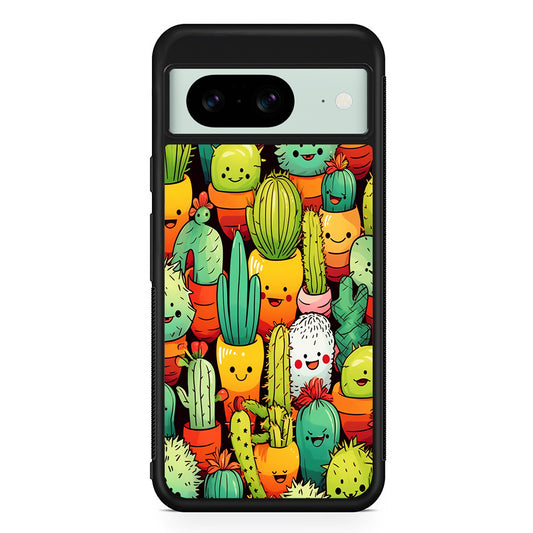 Cactus Cartoon in Pots Google Pixel 8 Case | Durable Protective Cover for Google Pixel 8