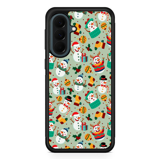 Snowman Cartoon Christmas Pattern Samsung Galaxy A37 Case | Samsung Galaxy A37 Rubber Phone Case