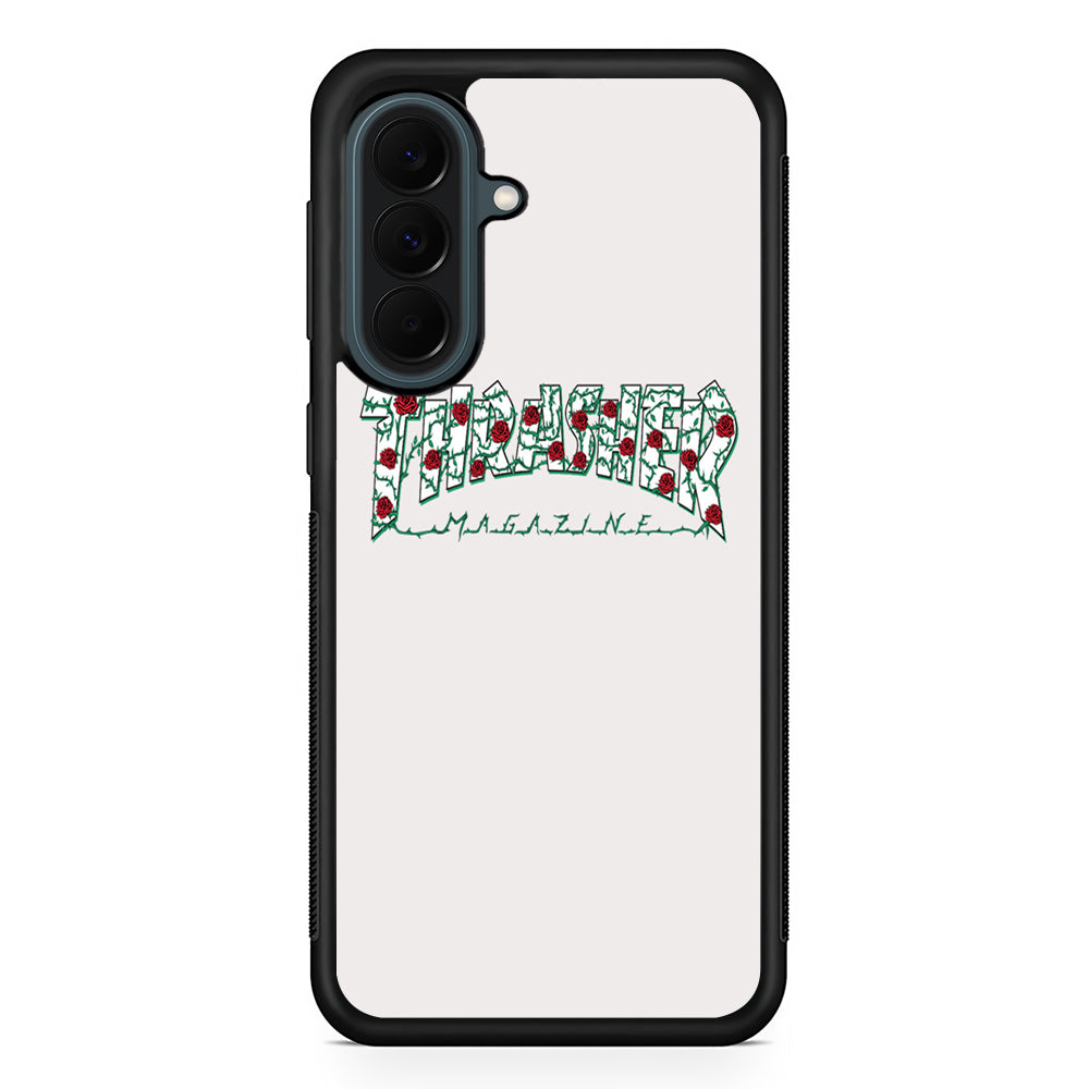 Thrasher White Milk Rose Floral Samsung Galaxy A37 Case | Samsung Galaxy A37 Rubber Phone Case