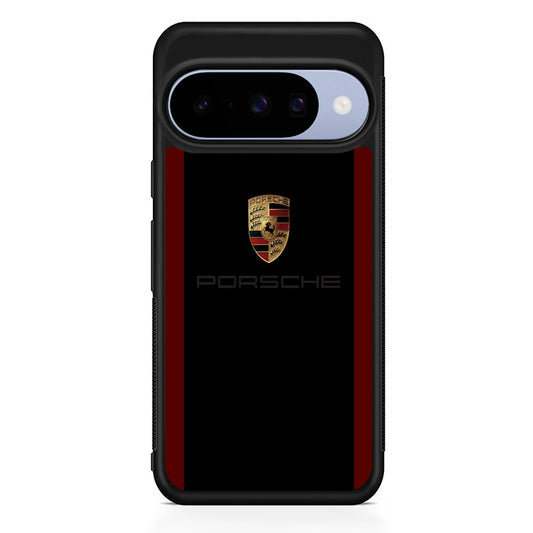 Porsche Logo Stripe Maroon Google Pixel 10 Case | Google Pixel 10 Rubber Protective Case