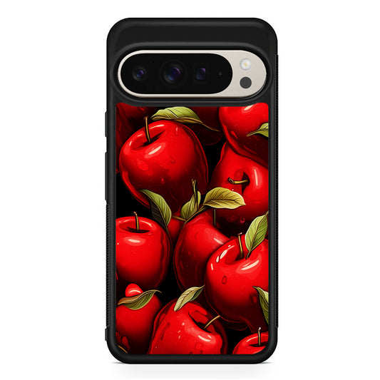 A Red Apple with Leaves Google Pixel 9 Pro Case | Slim Protective Cover