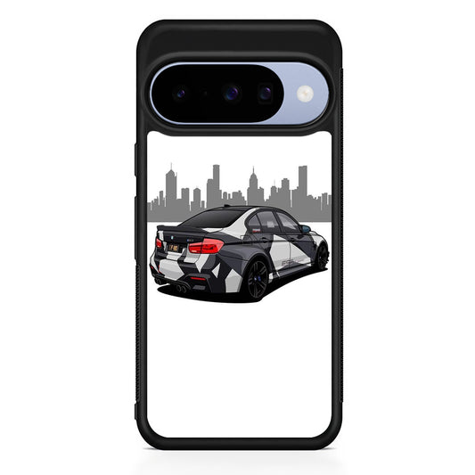 BMW M3 F80 Car White Google Pixel 10 Case | Google Pixel 10 Rubber Protective Case