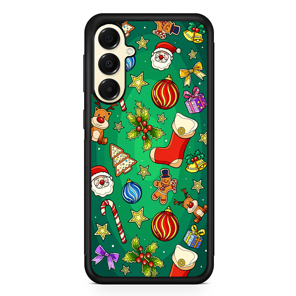Christmas Ornaments Pattern Green Samsung Galaxy A16 Case | Slim Rubber Samsung Galaxy A16 Case