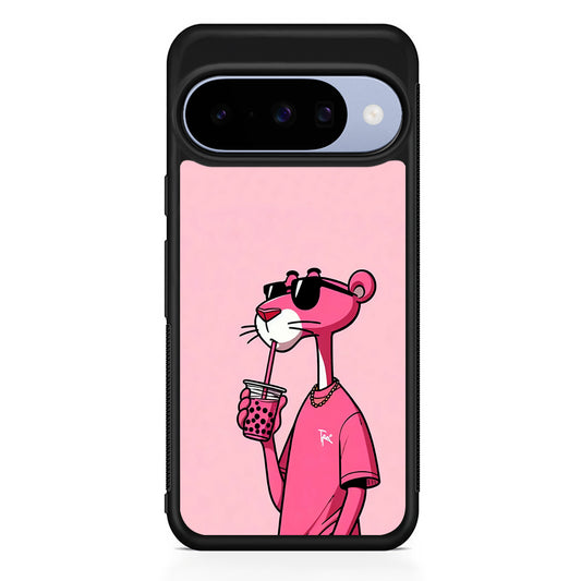 Pink Panther Drinks Bubble Tea Google Pixel 10 Case | Google Pixel 10 Rubber Protective Case