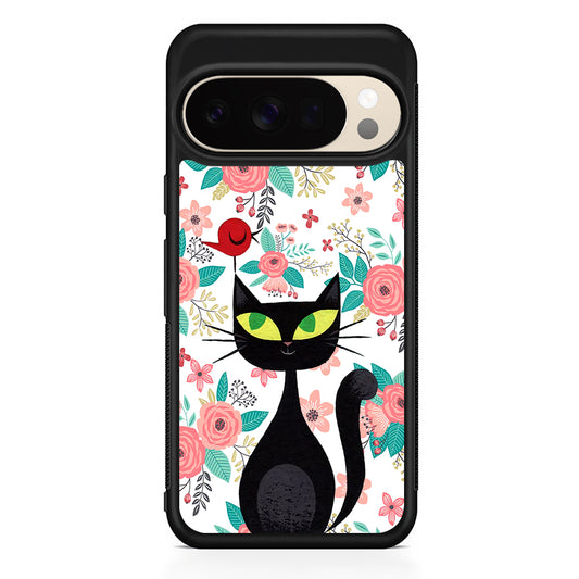 Cat Flower and Bird Google Pixel 10 Pro XL Case | Slim Google Pixel 10 Pro XL Protective Case