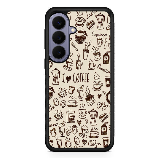 CoffeeTime Doodle Samsung Galaxy S26 Case | Durable Rubber Case for Samsung Galaxy S26