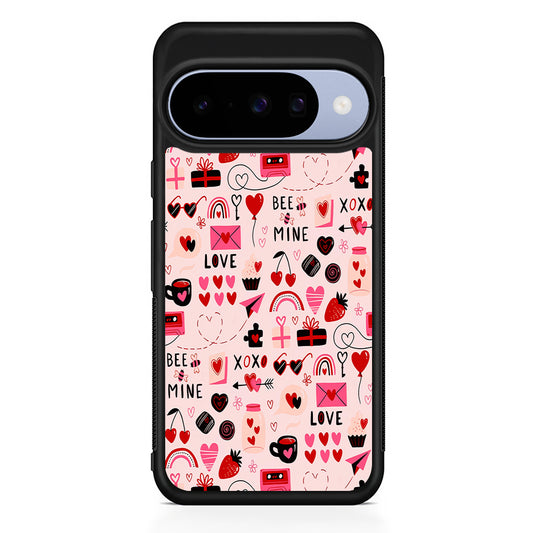 Valentine’s Day Love Pattern Google Pixel 10 Case | Google Pixel 10 Rubber Protective Case