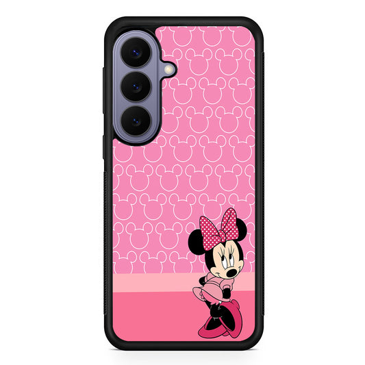 Minnie Mouse Pink Background Samsung Galaxy S26 Case | Durable Rubber Case for Samsung Galaxy S26