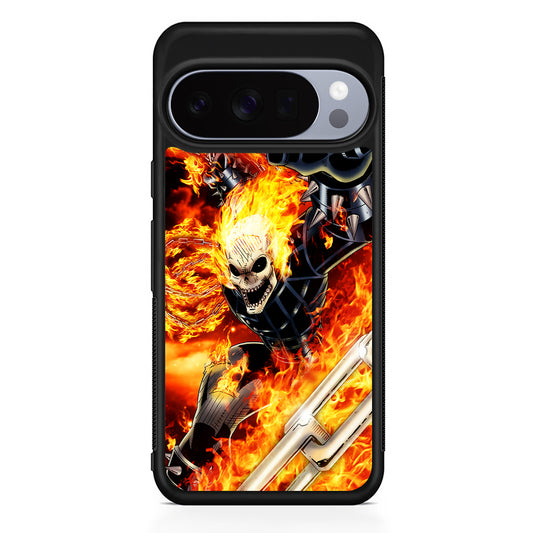 Ghost Rider on Fire Google Pixel 10 Pro Case | Slim Google Pixel 10 Pro Rubber Case