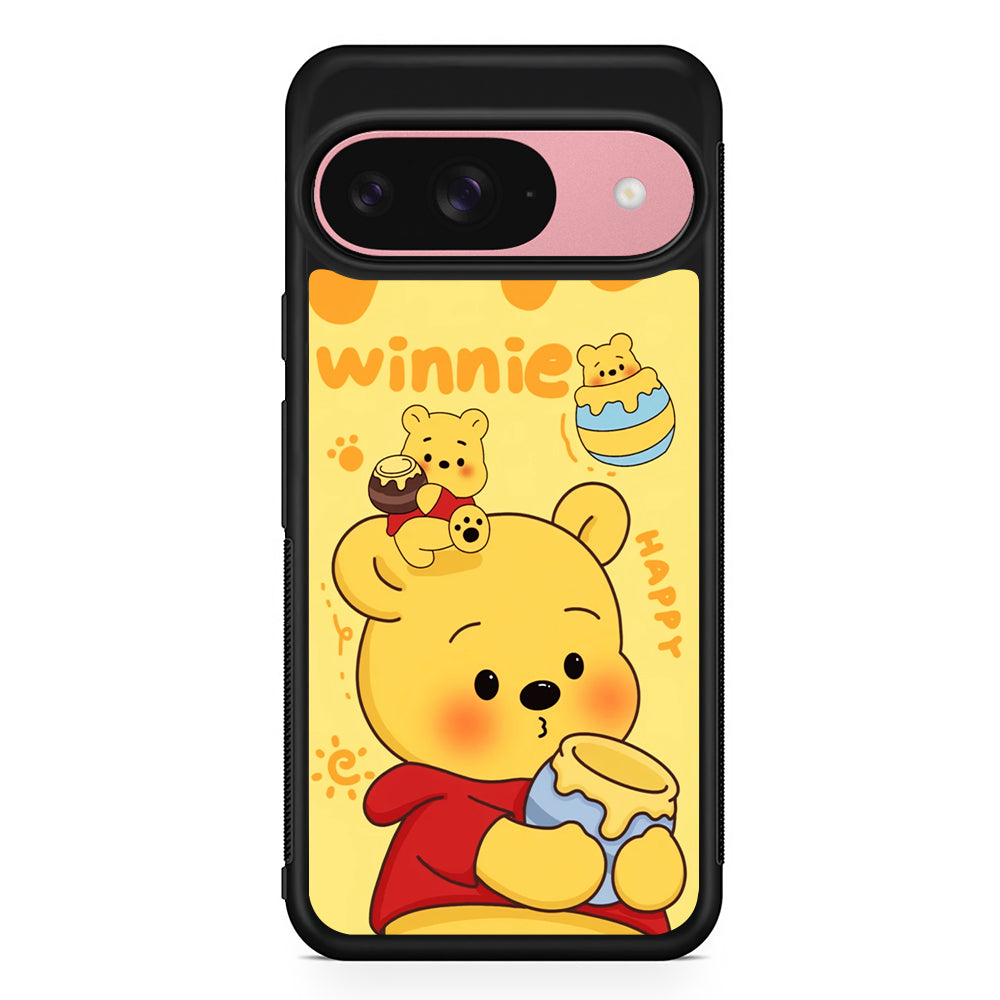 Cute Winnie The Pooh Happy Google Pixel 9 Case | Google Pixel 9 Protective Rubber Case
