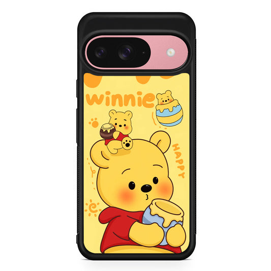Cute Winnie The Pooh Happy Google Pixel 9 Case | Google Pixel 9 Protective Rubber Case