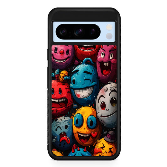 Colorful Funny Emoticons Doodle Google Pixel 8 Pro Case | Slim Rubber Case for Google Pixel 8 Pro