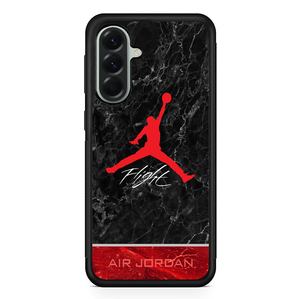 Air Jordan Flight Black Marble Samsung Galaxy A56 Case | Samsung Galaxy A56 Rubber Protective Case