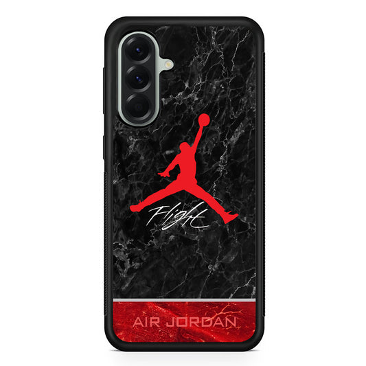 Air Jordan Flight Black Marble Samsung Galaxy A56 Case | Samsung Galaxy A56 Rubber Protective Case