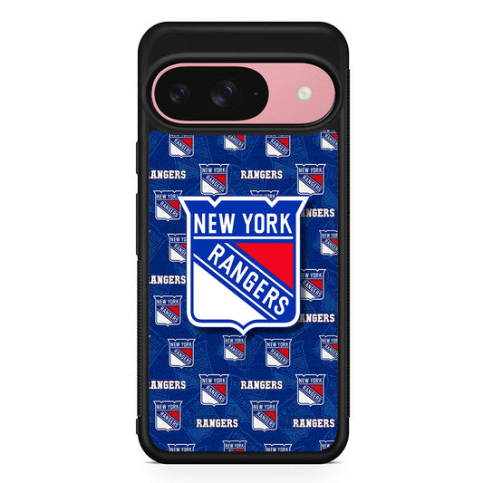 NHL New York Rangers Pattern Google Pixel 9 Case | Google Pixel 9 Protective Rubber Case