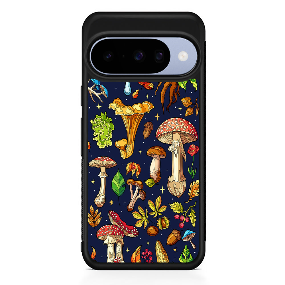 Various Mushrooms Autumn Google Pixel 10 Case | Google Pixel 10 Rubber Protective Case