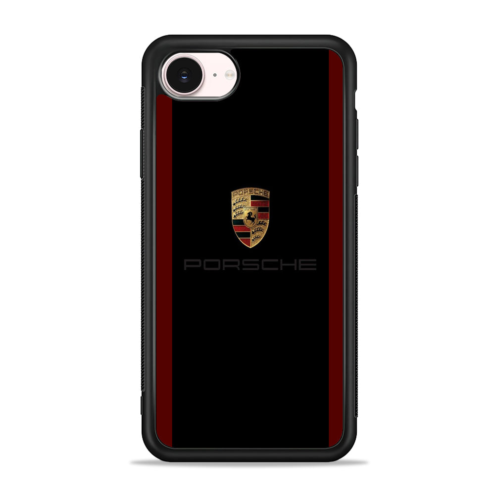Porsche Logo Stripe Maroon iPhone 17e Case - Silicone Case
