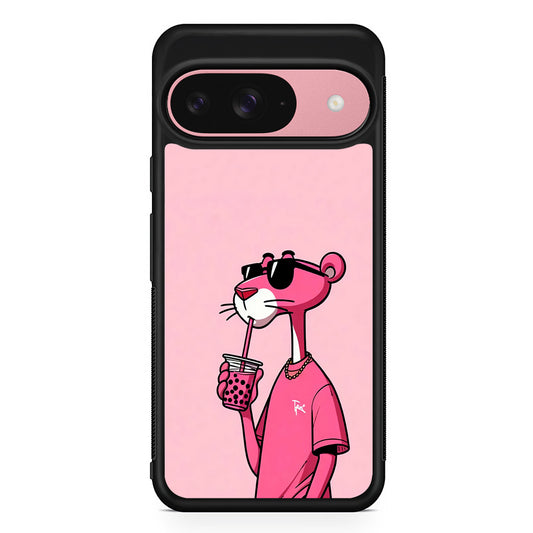 Pink Panther Drinks Bubble Tea Google Pixel 9 Case | Google Pixel 9 Protective Rubber Case