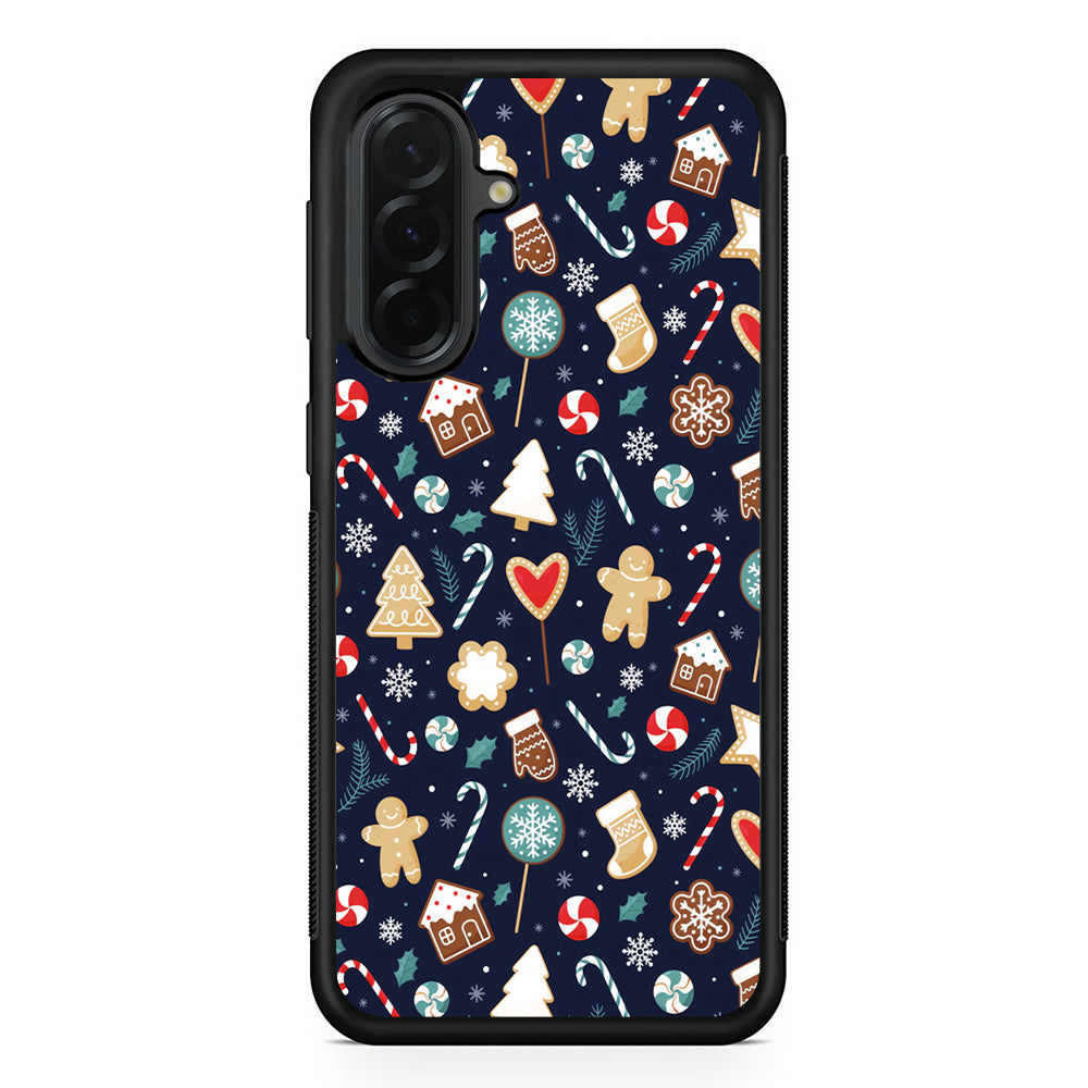 Christmas Ornaments Pattern Navy Samsung Galaxy A36 Case | Protective Rubber Cover