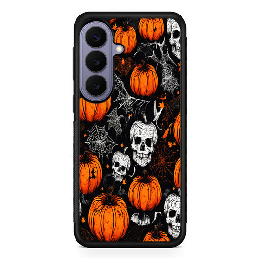 Halloween Skull and Spider Webs Samsung Galaxy S26 Case | Durable Rubber Case for Samsung Galaxy S26