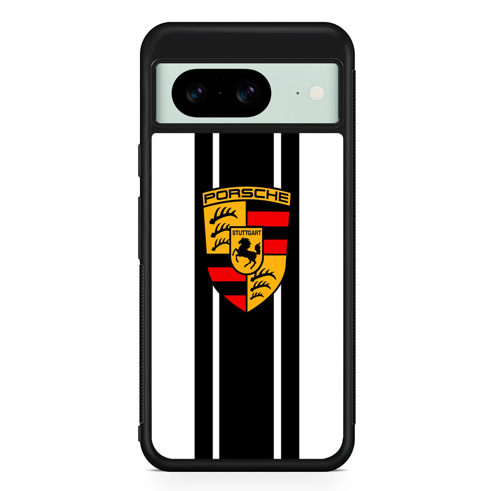 Porsche Stripe White Emblem Google Pixel 8 Case | Slim Rubber Case for Google Pixel 8